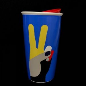 Starbucks travel blue peace sign cup